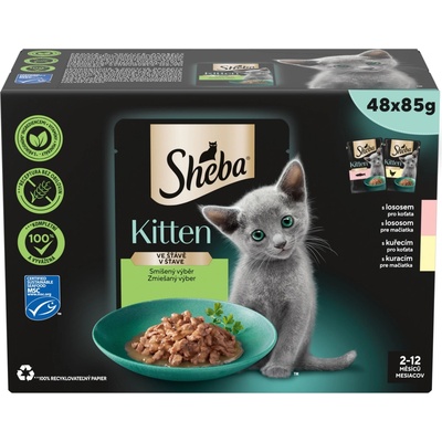 Sheba smíšený výběr kapsiček ve šťávě pro koťata 48 × 85 g