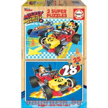 Image 1 of Educa Дървен пъзел EDUCA 17234 - 2 х 25 части - Mickey and the Roadster Racers (EDU17234)