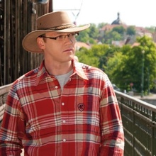 Pánsky brúsený kožený stetson Barmah hats béžová