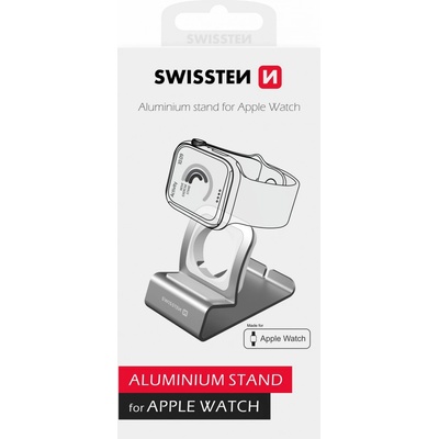 Swissten hliníkový stojan pre Apple watch strieborný 25005100