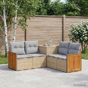 vidaXL Комплект дивани 5 бр. Бежов и Светло Сив 176 x 176 x 85 см (3447967)
