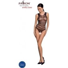 Passion BS086 Body Black, síťované erotické body s otevřeným rozkrokem