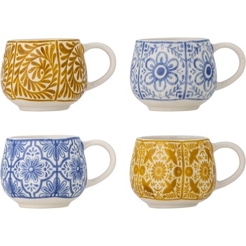 Bloomingville Сини/оранжеви глинени чаши в комплект от 4 бр. за еспресо 155 ml Milton - Bloomingville (82072648)