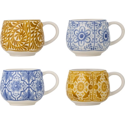 Bloomingville Сини/оранжеви глинени чаши в комплект от 4 бр. за еспресо 155 ml Milton - Bloomingville (82072648)