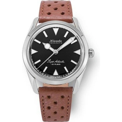 Nivada Grenchen Super Antarctic Black White Luminova Brown Racing Strap