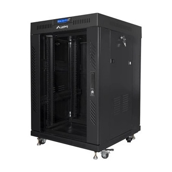Lanberg rack cabinet 19" free-standing 15U-600x600 (flat pack) with glass door lcd black v2 (FF01-6615-12BL)