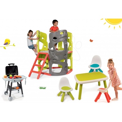 Smoby set preliezačka Multi-Activity Tower na šplhanie so šmykľavkou a 3 stoličky so stolčekom a grilom 840201-7