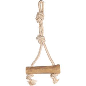 Flamingo Stick tug rope - Издръжлива играчка за кучета за дърпане и дъвчене от дърво и памучно въже, 33 см L X 14 см W X 3.5 см H - ∅ 3.5 см