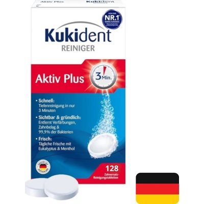 Kukident tablety na čištění protéz Aktiv Plus 128 ks