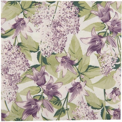 Clayre & Eef Napkins Paper Set Of 20 White Purple Flowers 33x33 cm 20ks