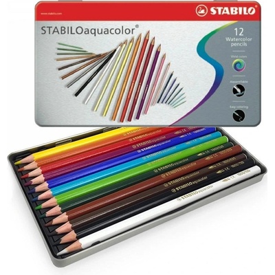 Pastelky STABILO aquacolor, sada 12 ks v kovovém pouzdru