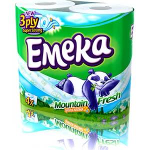  EMEKA тоалетна хартия, 4 броя х 75гр, Ароматизирана, Mountain fresh