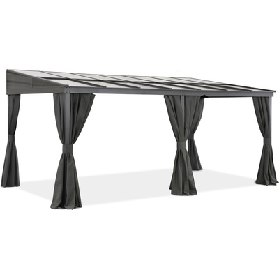 Garden Point Алуминиев навес за тераса 3 x 6 м Tarragona със завеси Garden Point антрацит (GAP1170)