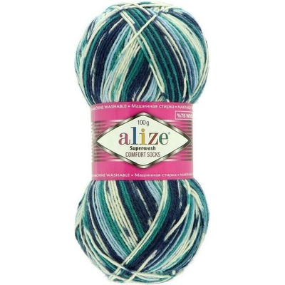 Alize Superwash Comfort Sock 100 modrozelené 7708