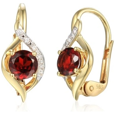 Gems, Originální náušnice Flamessa, kombinované zlato s brilianty a granáty, 585-38-3-4540.2ZB0.0.00.HSI.610.08