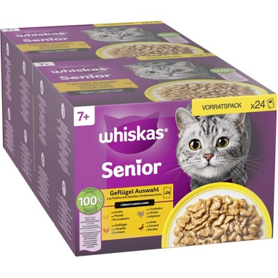 Whiskas Senior jumbo balení 144 x 7+ drůbeží výběr v omáčce 144 x 85 g Kuře, drůbež, kachna, krůta 85 g