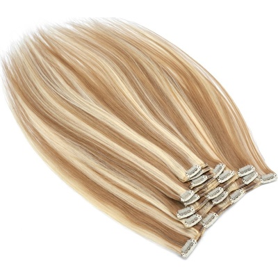 Clip in vlasy 40cm REMY lidské vlasy 100g světlý melír
