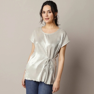 Blancheporte Tunikové tričko z lesklého plisovaného úpletu zlatá