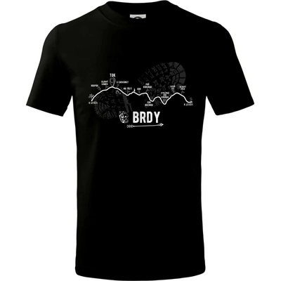 Profil kopců Brdy tričko dětské bavlněné černá