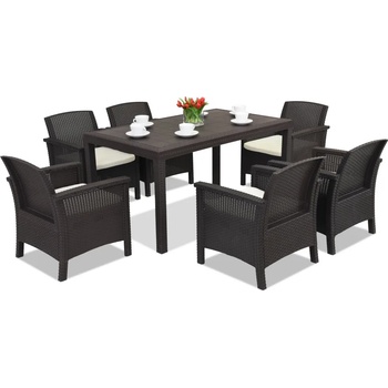 BICA Venezia Premium 6 Bica кафяв техноратан комплект за хранене (BCVENFBR)