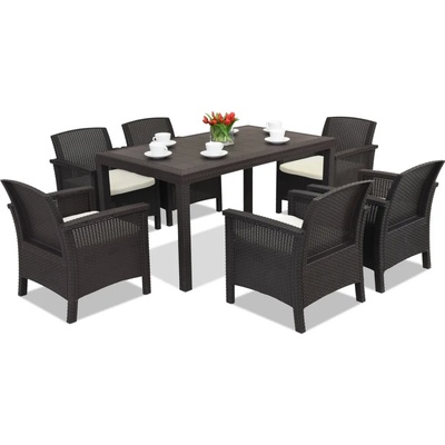 BICA Venezia Premium 6 Bica кафяв техноратан комплект за хранене (BCVENFBR)