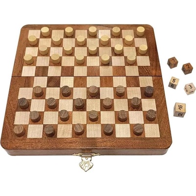 Chopra Magnetická DELUXE dáma a backgammon s vykladanou šachovnicou 19 cm