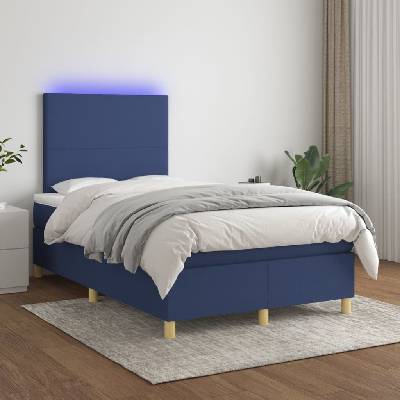 vidaXL 3135262 Boxspring postel s matrací a LED textil / barva Modrá