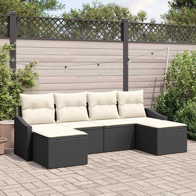 vidaXL Комплект дивани с възглавница 6 pcs Черно полиратан (3346827)