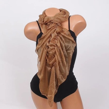 Image 1 of Дамски шал с набран ефект в бежово-кафяво