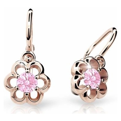 Danfil detské náušnice kvetiny C1947 zo ružového zlata pink brizura