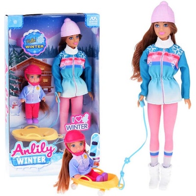 Lean Toys Anlily s malou bábikou na saniach