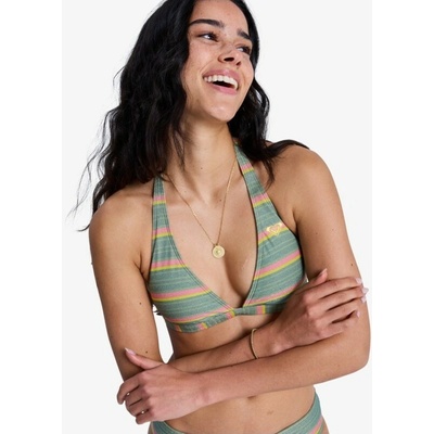 ROXY Ocean Dreamer Fixed Tri Halter Oil Green Say It With Stripes GLD3