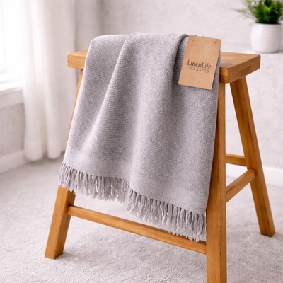 Ovitex Linen ľanová osuška 70x140 cm sivá bavlna / ľan