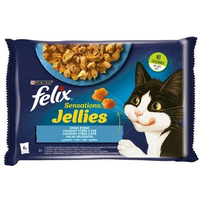 FELIX Sensations Jellies Fish Flavors Krmivo pre mačky v želé 4 x 85 g