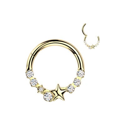 Šperky4U Zlacený ocelový piercing segment kruh SG119GD-1210