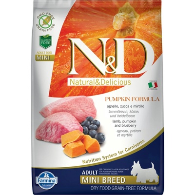 N&D Pumpkin Dog Adult Mini Grain Free Lamb & Blueberry 7 kg