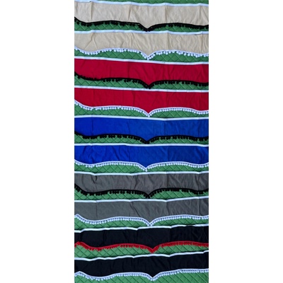 Bordura nad přední okno - bambulky - Modrá + černé bambulky