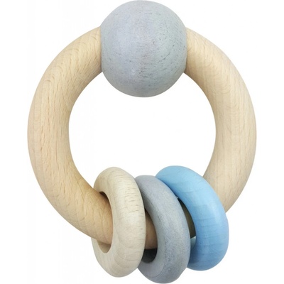 HESS Round Rattle Ball & Prsteny modré