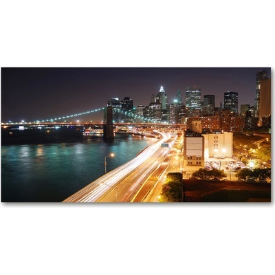 Moderný sklenený obraz z fotografie New York noc 100x50 cm