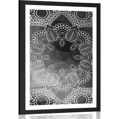 Plakát s paspartou černobílá Mandala - 30x45 no frame