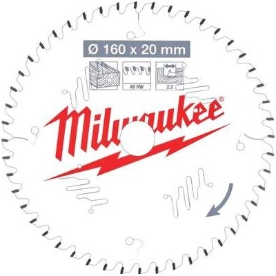 Milwaukee 4932471291 Pilový kotouč pro okružní pily na dřevo 160 x 20 x 2.2 x 48ATB