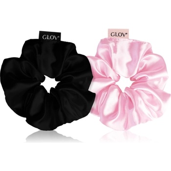 GLOV Satin Scrunchies S ластици за коса Pink/Black 2 бр