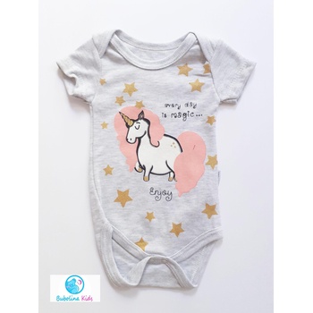Myrat Baby Бебешко боди с еднорог, сиво