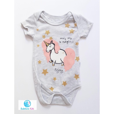 Myrat Baby Бебешко боди с еднорог, сиво