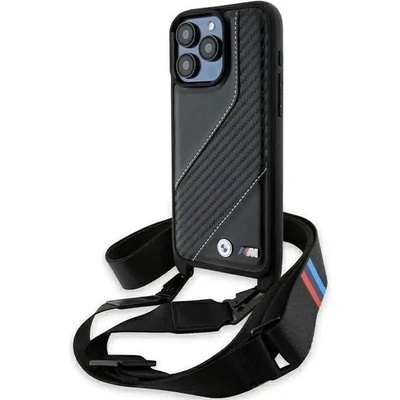 BMW Кейс BMW M Edition Carbon Stripe & Strap за iPhone 15 Pro, черен (BMW000791-0)