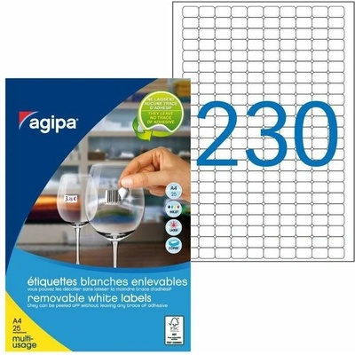 Etikety univerzálne odnímateľné 18x12mm Agipa A4 25 hárkov