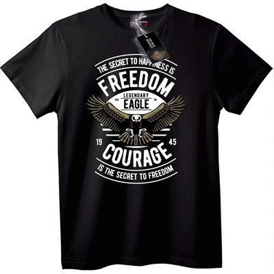 NOONEBRAND Тениска Свобода Смелост Орел - 5XL, Black