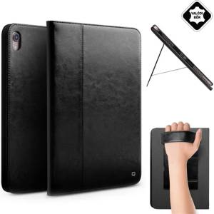 Qialino IPAD Air 11 (2026) / Air 11 (2025) QIALINO калъф с подставка, от естествена кожа, активен FLIP, настолна стойка + каишка за ръка, ЧЕРЕН (GP-86050)
