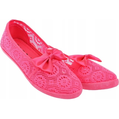 Krajkové baleríny s ozdobnou mašlička růžové
