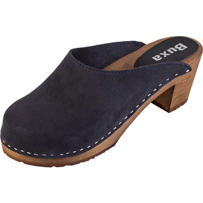 Dreváky OS12 na podpätku modrá brúsená koža